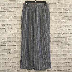 Women’s Linda Anderson linen blend wide leg blue stripe pants Medium
